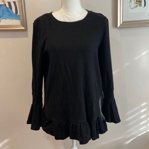 Black long sleeve with ruffled sleeve and bottom